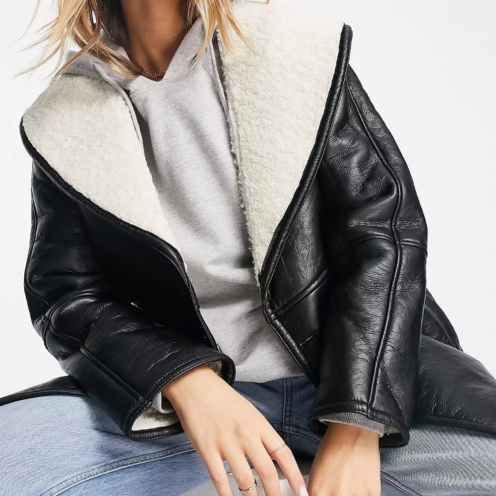 Asos Collared Shearling Belted Jacket - image 6